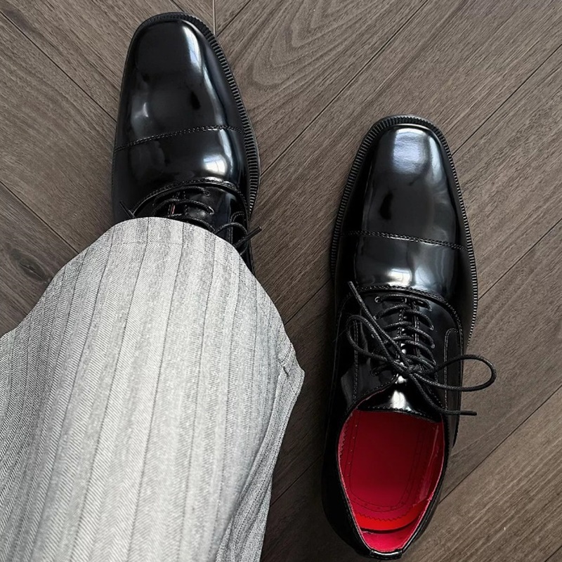 Men'S Grooming Oxford - Three-Joint Shining Patent Leather Derby Shoes