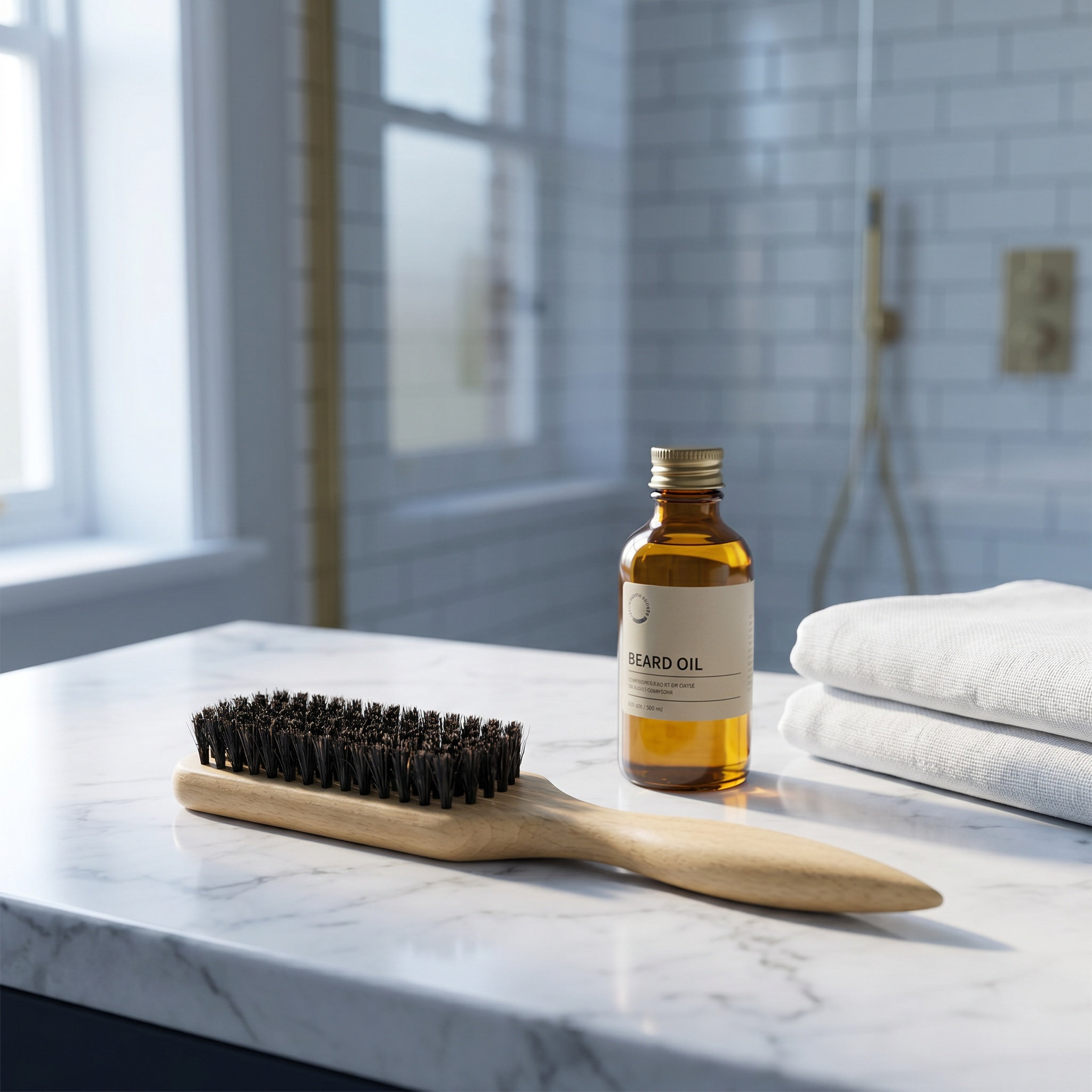 Men'S Grooming Brush - Soft Small Beard Brush Wooden Handle