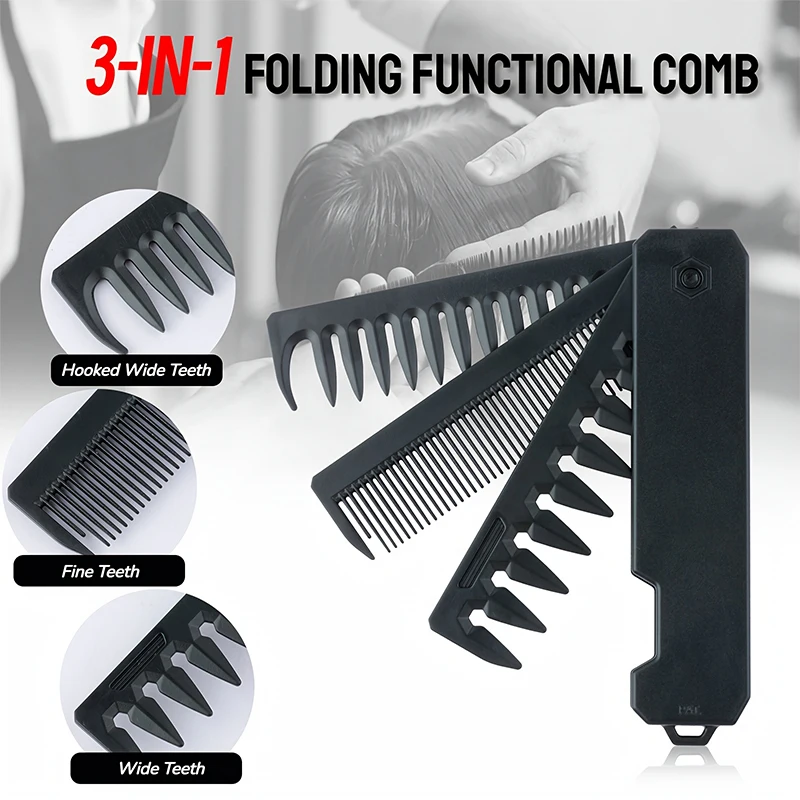 3-in-1 Folding Beard Comb for  - огляд і ціна Mens Grooming Travel Kit